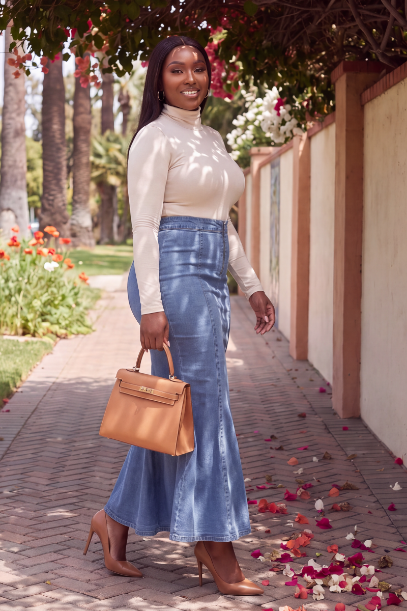 The Denim Siren Maxi Skirt