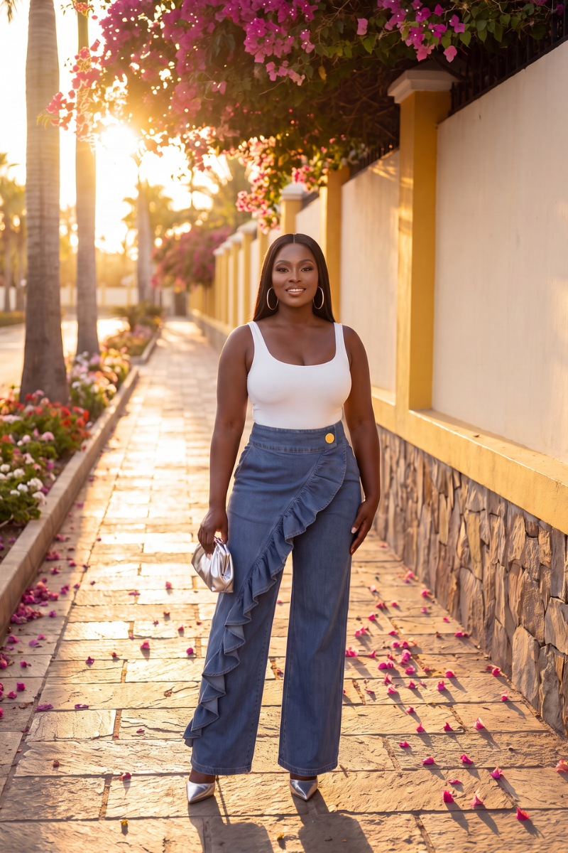 The Drama in Denim Ruffle Jeans