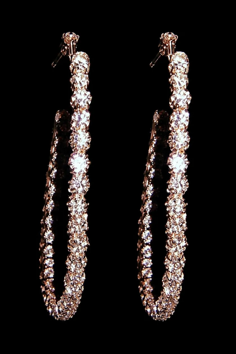 Rhinestone Gems Hoop Earrings