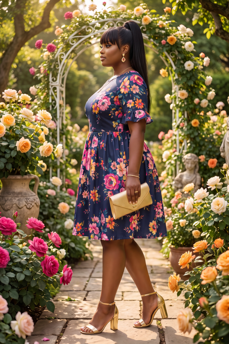 Garden Grace Floral Flare Dress.