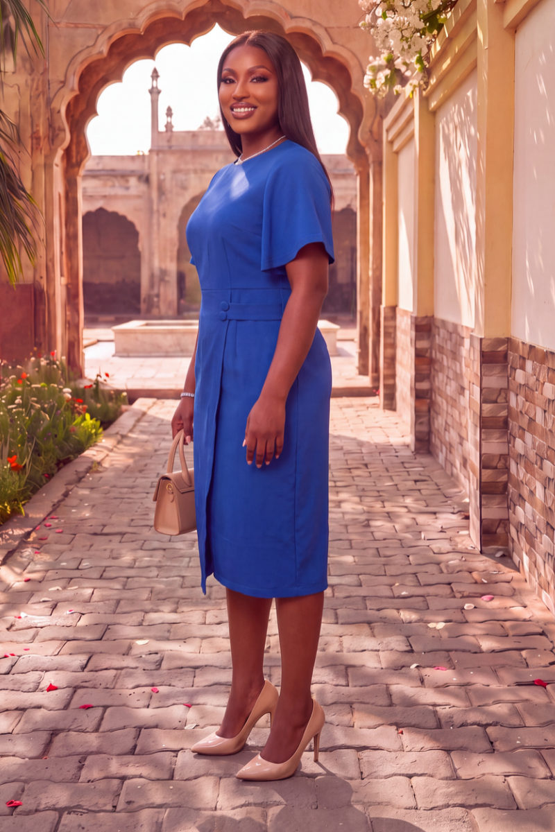 Royal Elegance Flutter Sleeve Dress