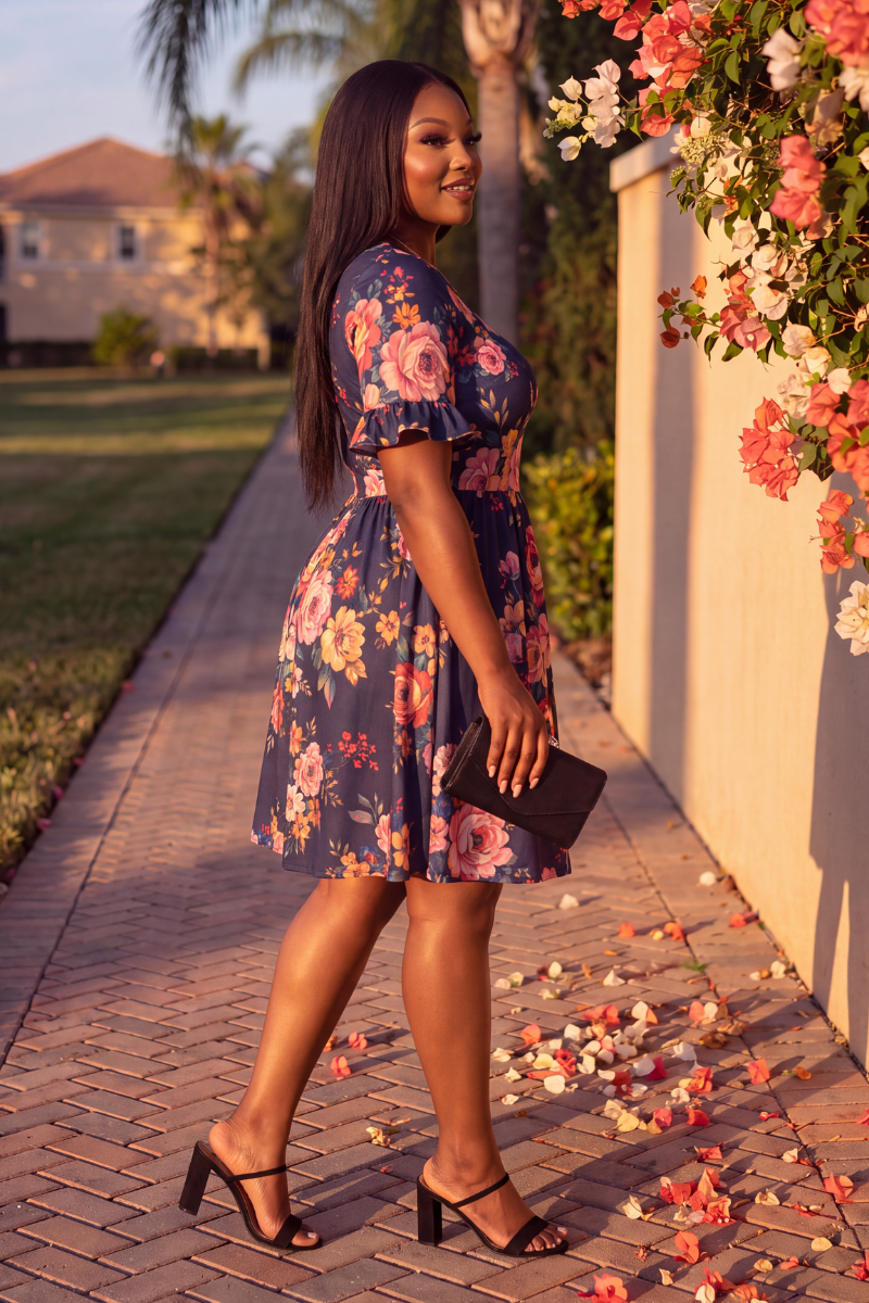 Garden Grace Floral Flare Dress.