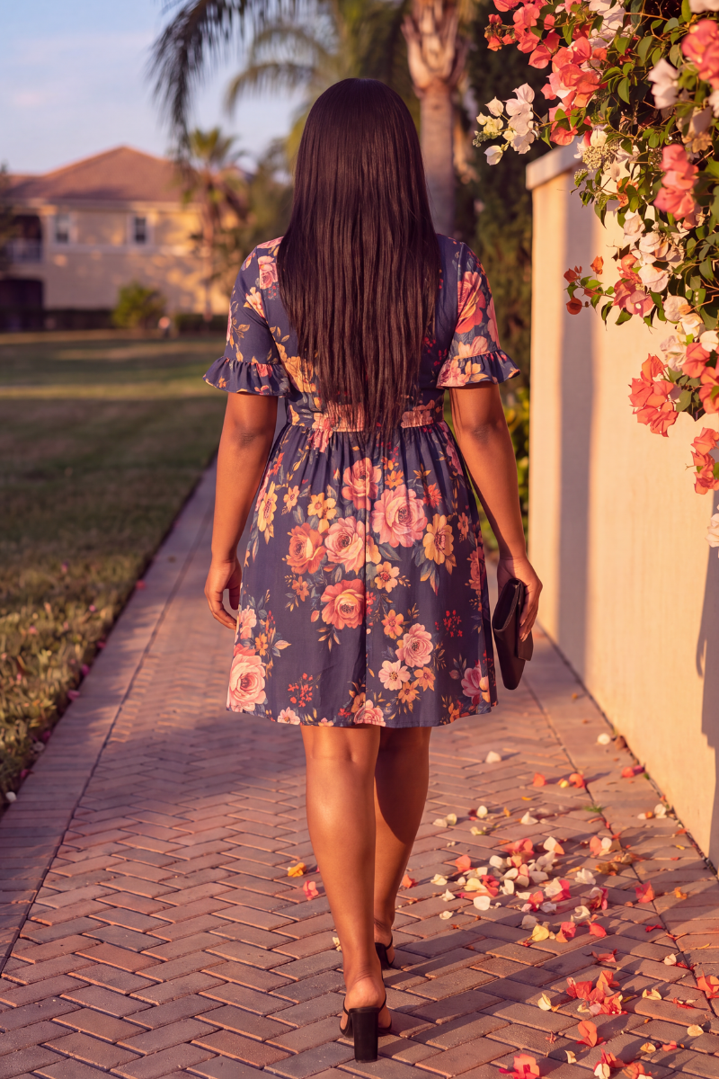Garden Grace Floral Flare Dress.