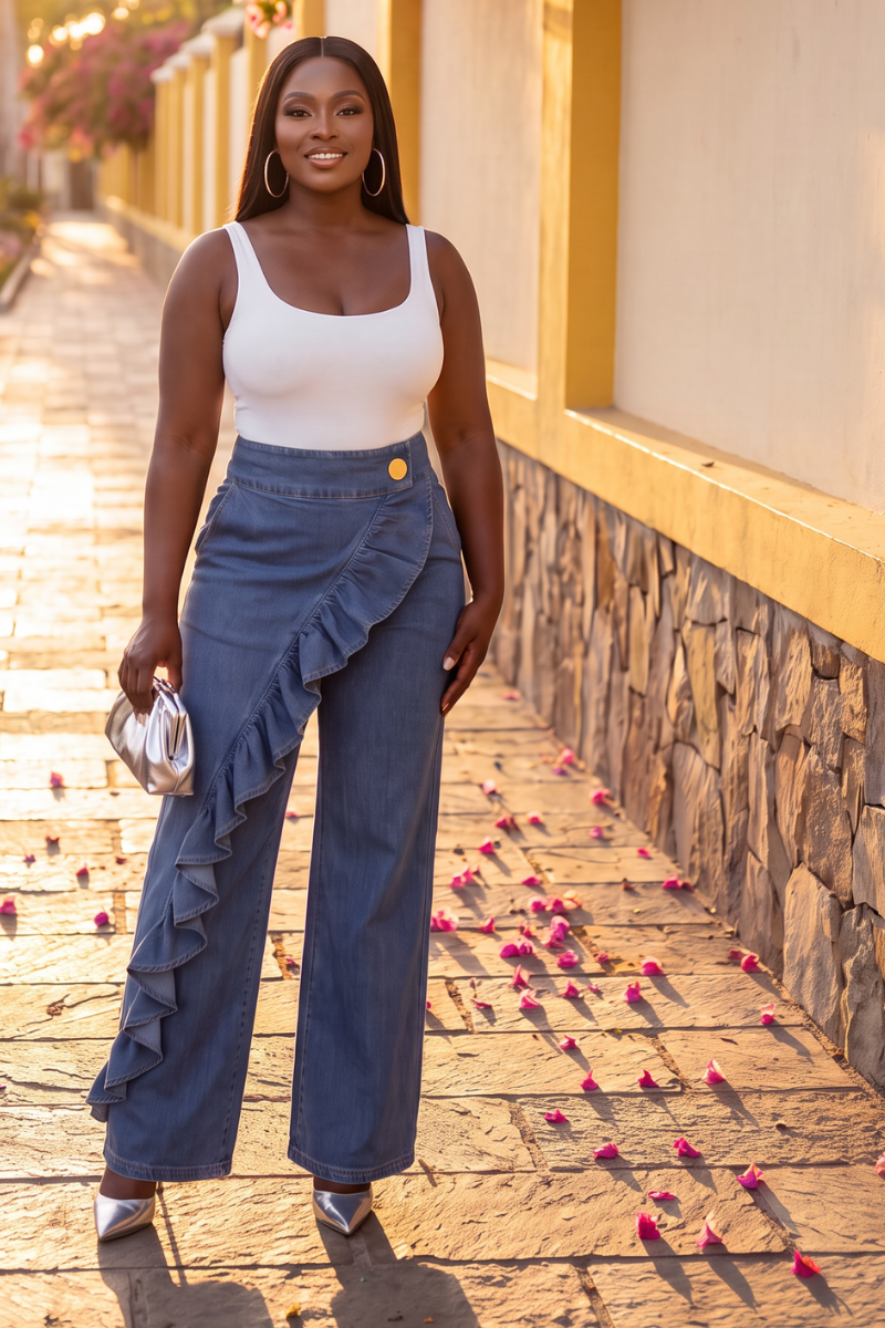 The Drama in Denim Ruffle Jeans