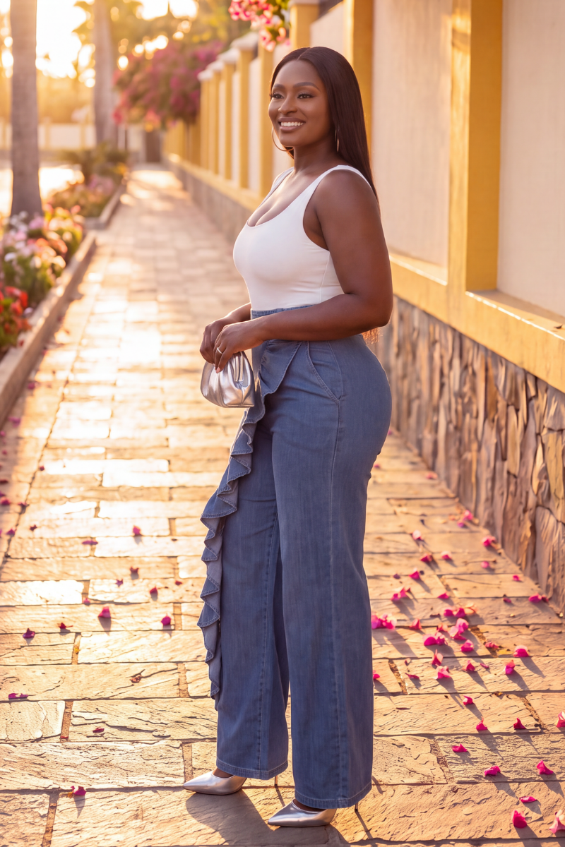 The Drama in Denim Ruffle Jeans