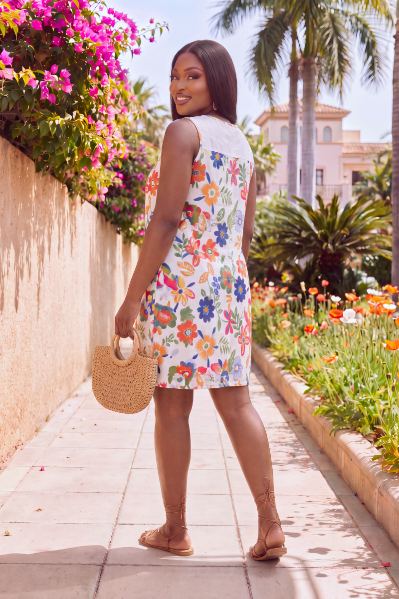 White Lace Floral Mini Dress