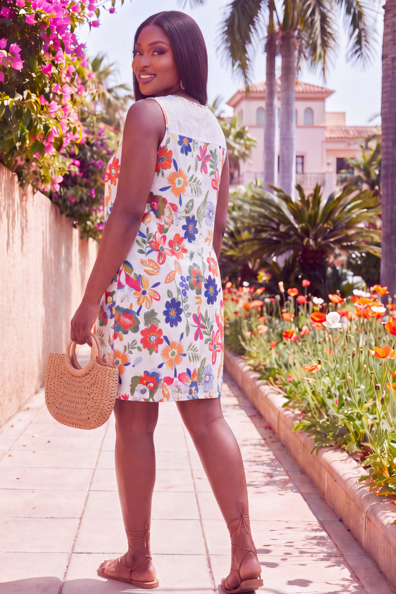 White Lace Floral Mini Dress