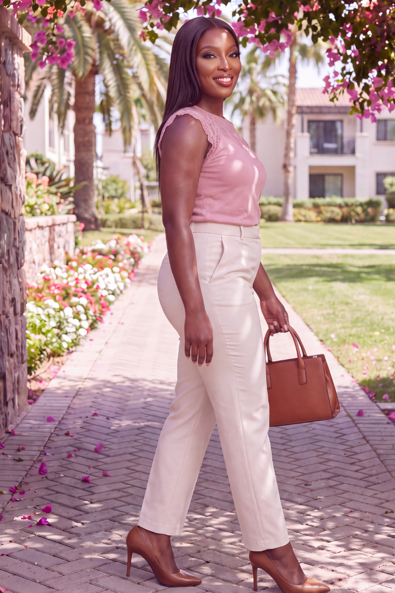 Pink Lace Flowy Tank Top