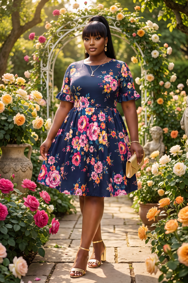 Garden Grace Floral Flare Dress.