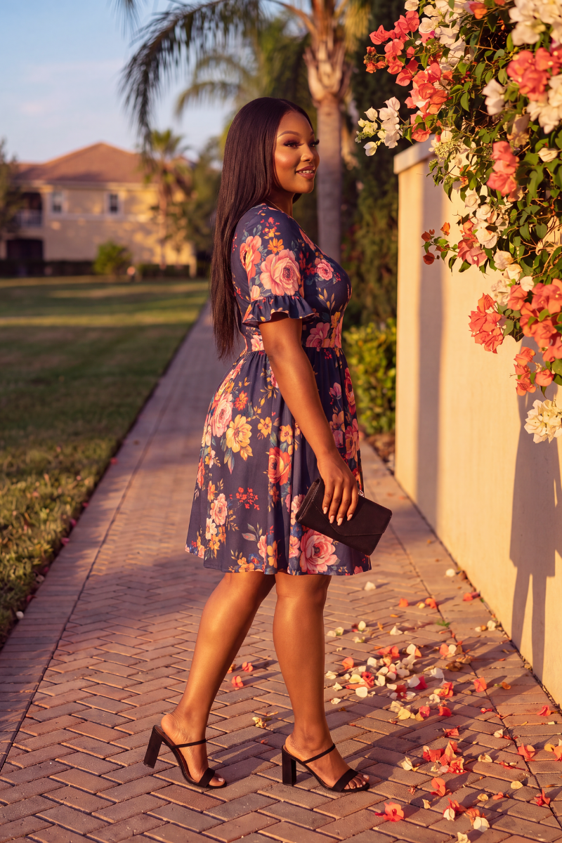 Garden Grace Floral Flare Dress.