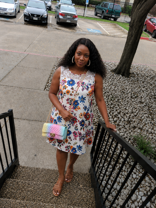 White Lace Floral Mini Dress