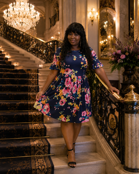 Dark Blue Ruffle Dress