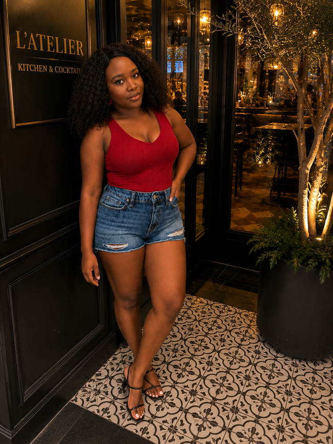 Blue Denim High Waist Shorts