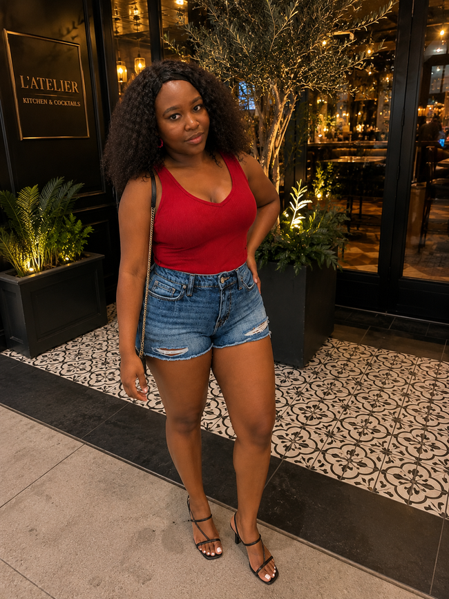 Blue Denim High Waist Shorts