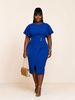 Royal Confidence Flutter-Sleeve Midi Dress