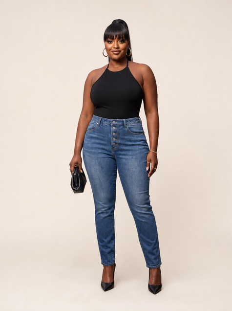 Buttoned Up High-Rise Jeans.