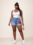 Bloom With Confidence Embroidered Denim Shorts