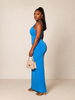 Blue High Stretch Backless Dress
