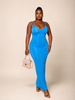 Blue High Stretch Backless Dress