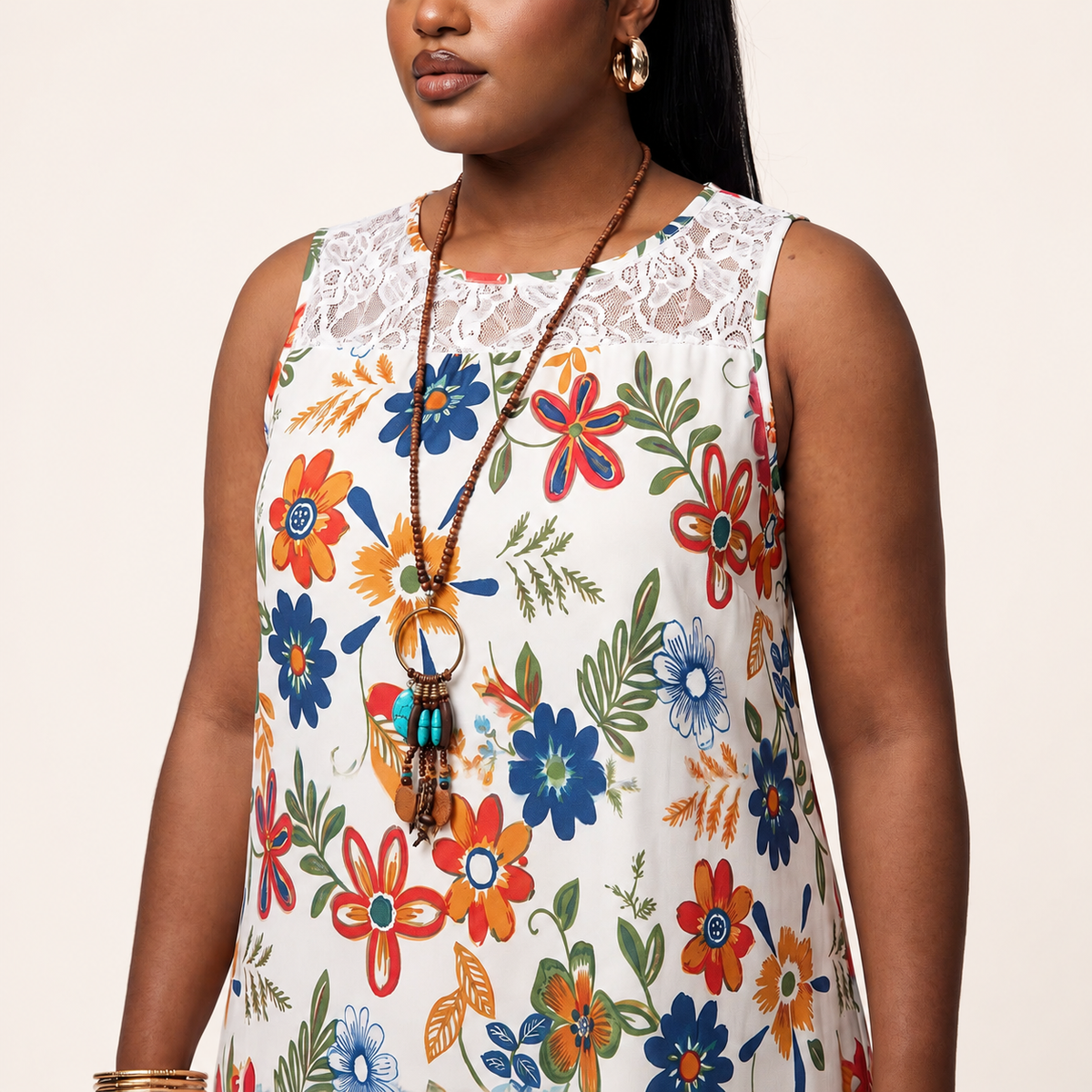 White Lace Floral Mini Dress