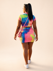 Tie-dye Short Sleeve Top And Skirt