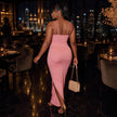 Pink High Stretch Backless Dress