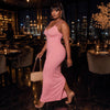 Pink High Stretch Backless Dress