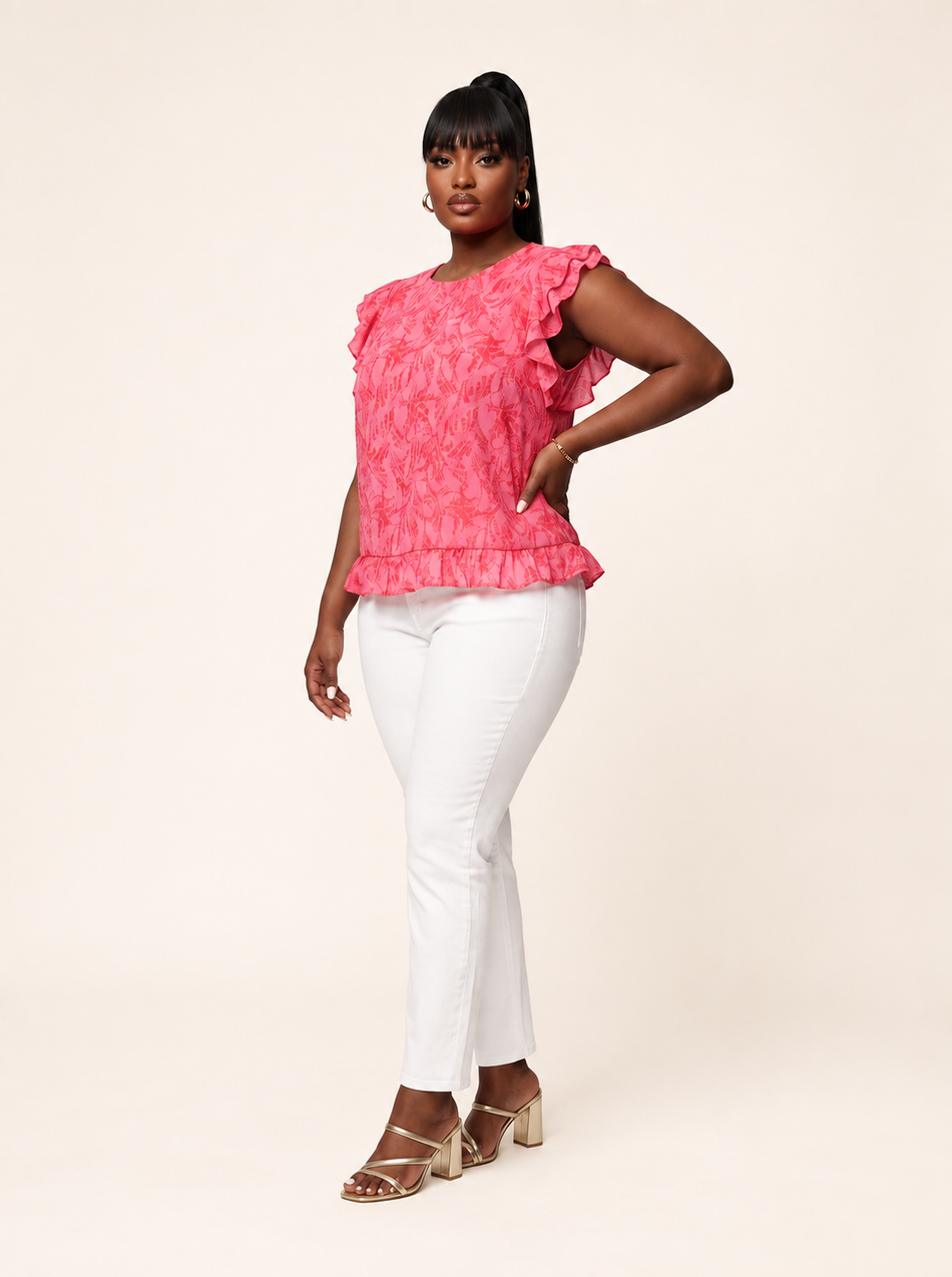 Blushing Beauty Ruffle-Sleeve Top