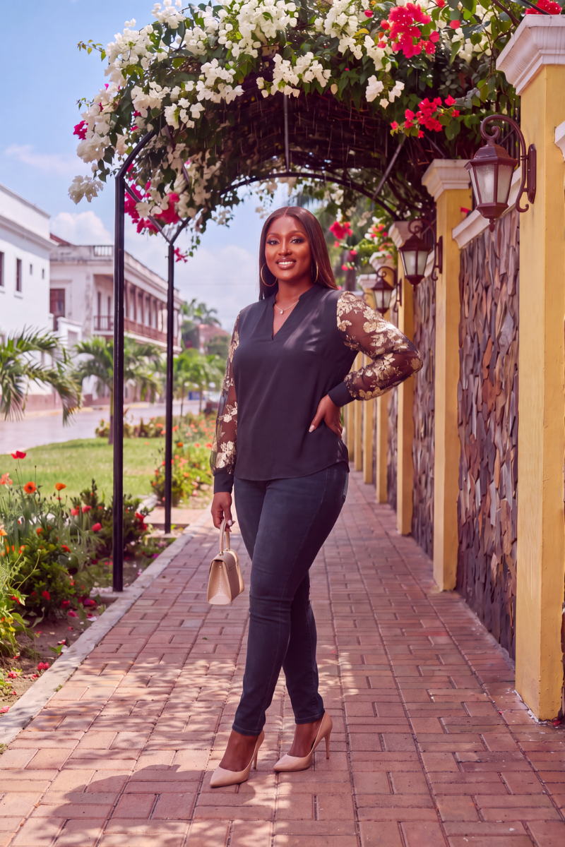 Midnight Bloom Sleeve Blouse