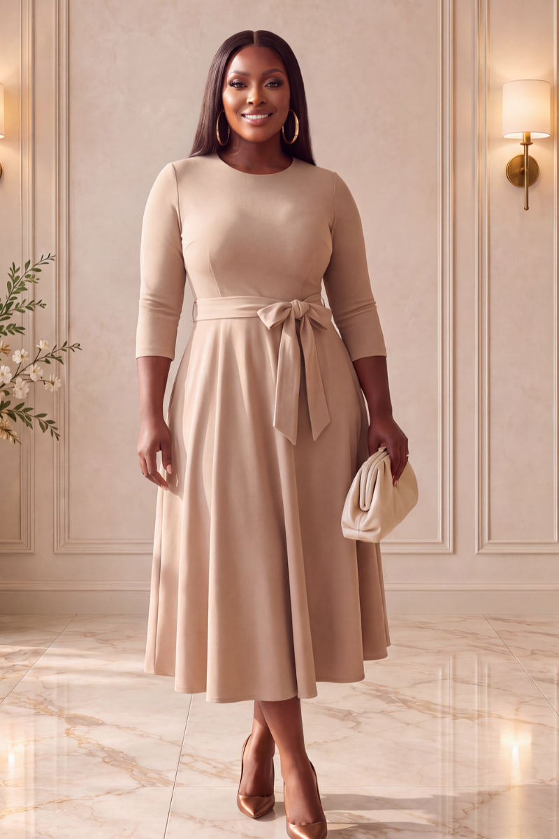 Grace in Motion Tie-Waist Maxi Dress