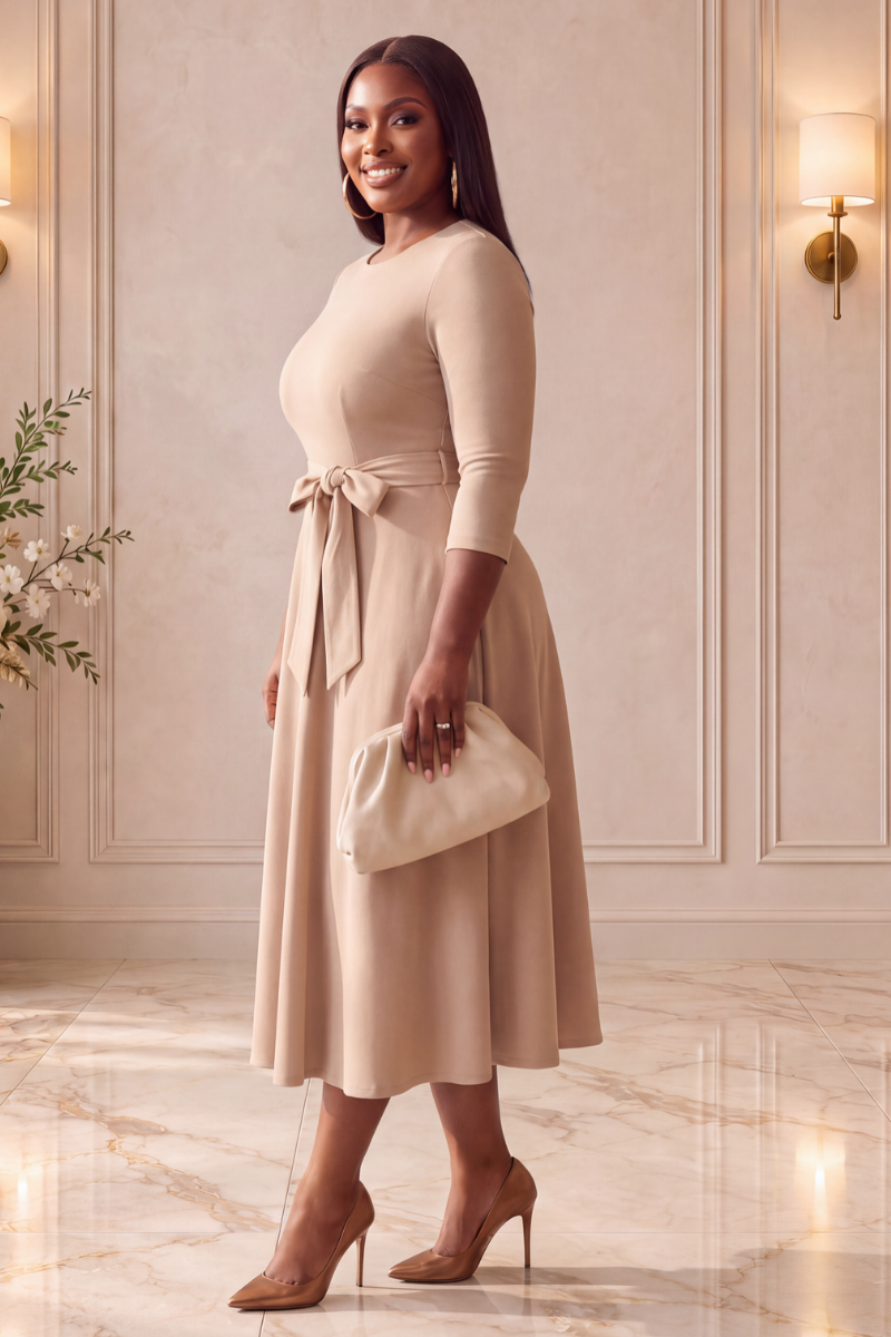 Grace in Motion Tie-Waist Maxi Dress