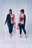 Double Take Luxe Print Button-Up Blouse