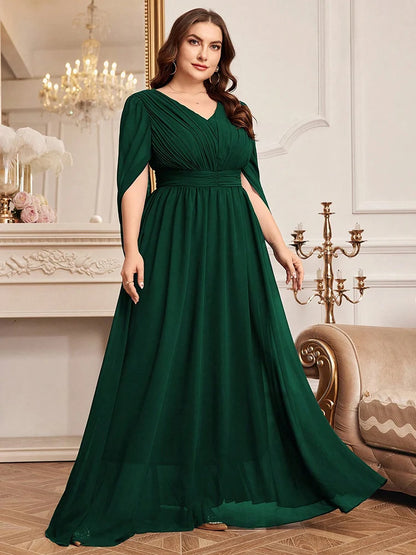 TOLEEN-Women's V-Neck Solid Dresses, Embellished Waistband, Luxury, Elegant, Evening, Prom, Party, Bridesmaid, Plus Size, 2024