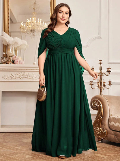 TOLEEN-Women's V-Neck Solid Dresses, Embellished Waistband, Luxury, Elegant, Evening, Prom, Party, Bridesmaid, Plus Size, 2024