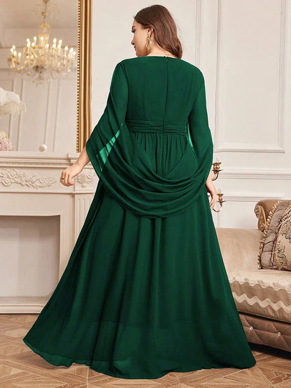 TOLEEN-Women's V-Neck Solid Dresses, Embellished Waistband, Luxury, Elegant, Evening, Prom, Party, Bridesmaid, Plus Size, 2024