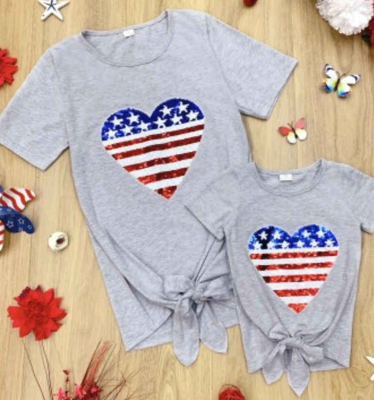 Girls Patriotic Heart Shirt